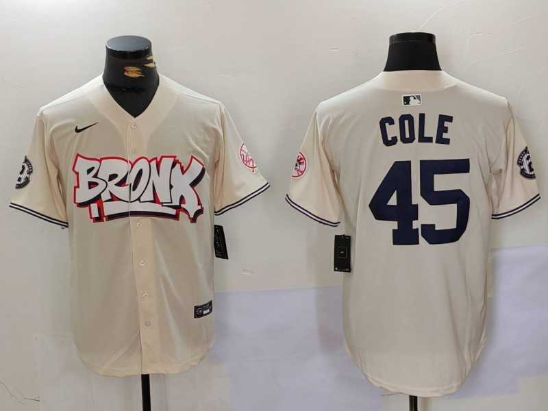 Men%27s New York Yankees #45 Gerrit Cole Cream Limited Stitched Baseball Jersey->new york yankees->MLB Jersey